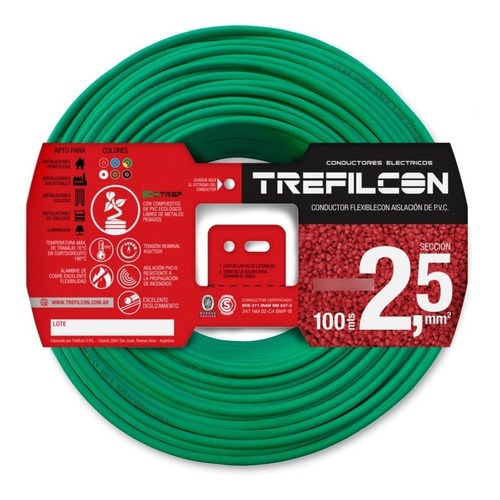 Cable Unipolar Trefilcon 2,5 Mm X Mts 100% Cobre