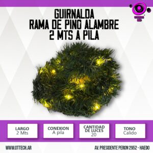 Guirnalda Rama De Pino Alambre 2mts A Pila