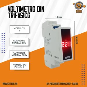 Voltimetro Digital Trifasico Din Baw 0-500va