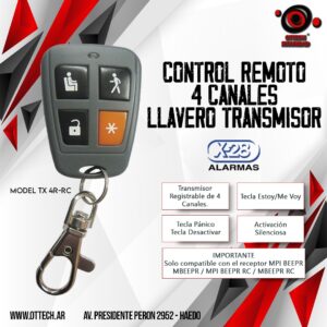 Control Remoto 4 Canales Llavero Transmisor TX 4R-RC X28 Alarmas