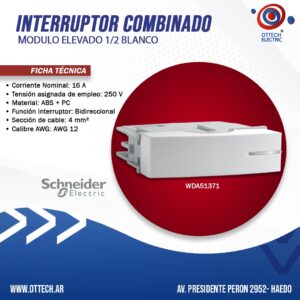 Interruptor Combinado Modulo Elevado 1/2 Blanco Schneider