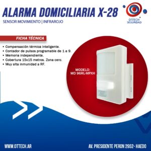 Alarma Domiciliaria Sensor Infrarrojo X28 Detector Mov.