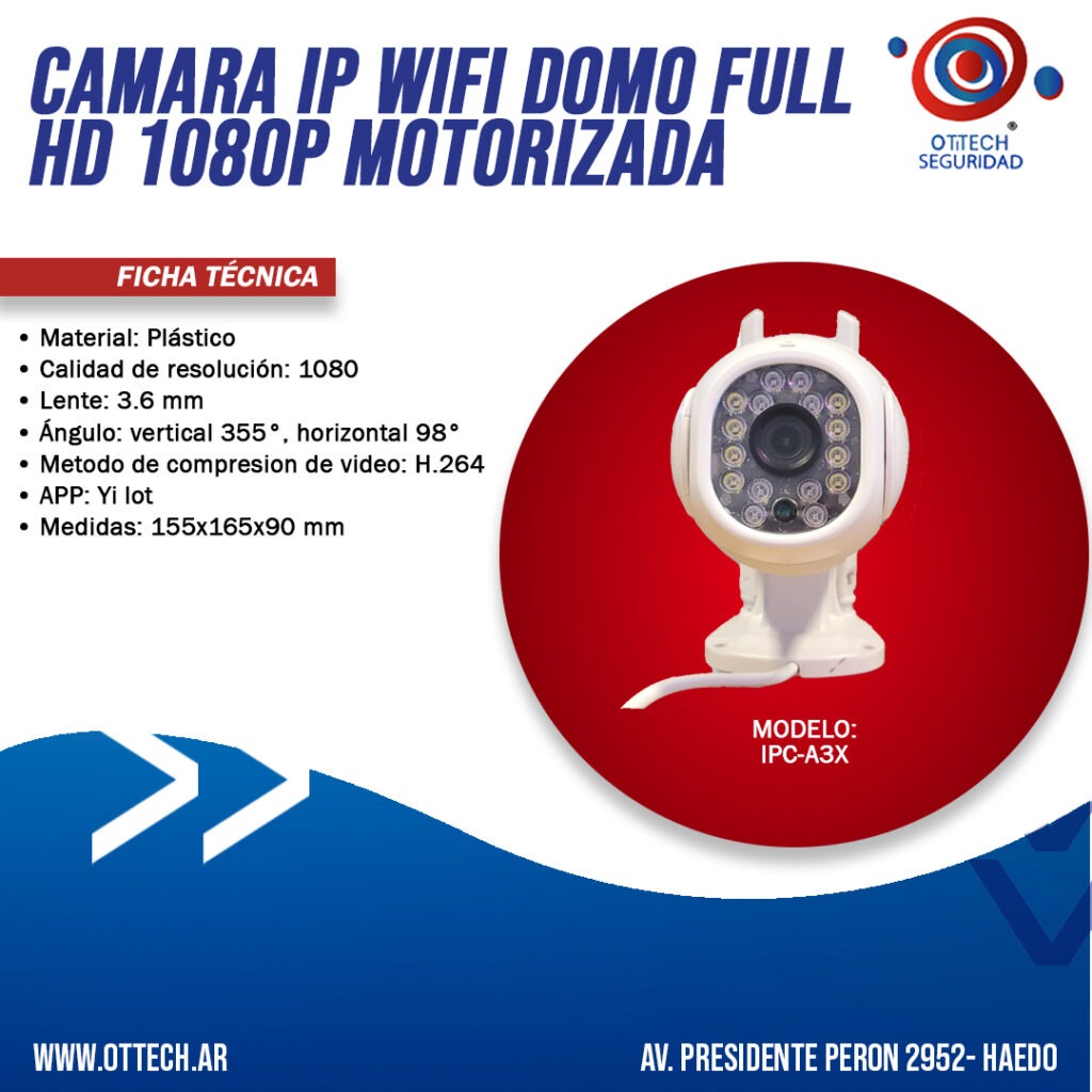 Camara Ip Wifi Domo Full Hd 1080p Motorizada Exterior Ip65 Ottech