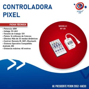 Controladora Pixel Led Rgbw Rf-28 Wifi Audiorritmica App