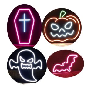 Cartel Halloween Neon Led Calabaza, Fantasma, Murciélago
