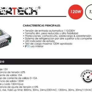 Fuente Switching Metalica 12v 10a PowerTech