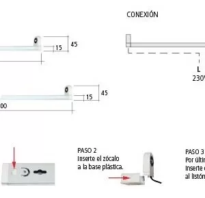 Liston + Tubo Led Simple 9w 60cm
