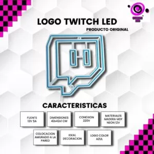 Cartel Logo Twitch Neon 220v Colgante