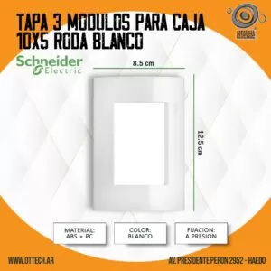 Tapa 3 Módulos Para Caja 10×5 Roda Blanco Schneider