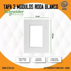 Tapa 3 Módulos Para Caja 12×9 Roda Blanco Schneider