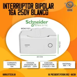 Interruptor Bipolar 16a 250v Blanco Schneider