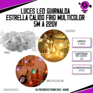 Luces Luz Led Guirnalda Estrella Estrellas Calido 5m A 220v