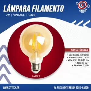 Lampara Led Filamento Vintage 7w G125
