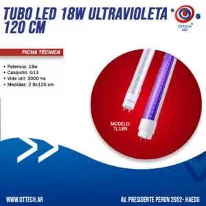 Tubo Led 18w Ultravioleta 120cm G13 Boliche Fiesta Dj Oferta Luz Negra