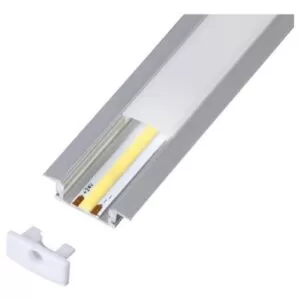 Perfil Aluminio Para Tira Led 17×7 Embutir 2mts Con Tapa